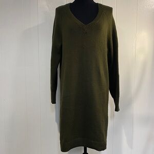 Old Navy SoSoft Sweater Dress | Olive Green V-Neck Knit | Size XS